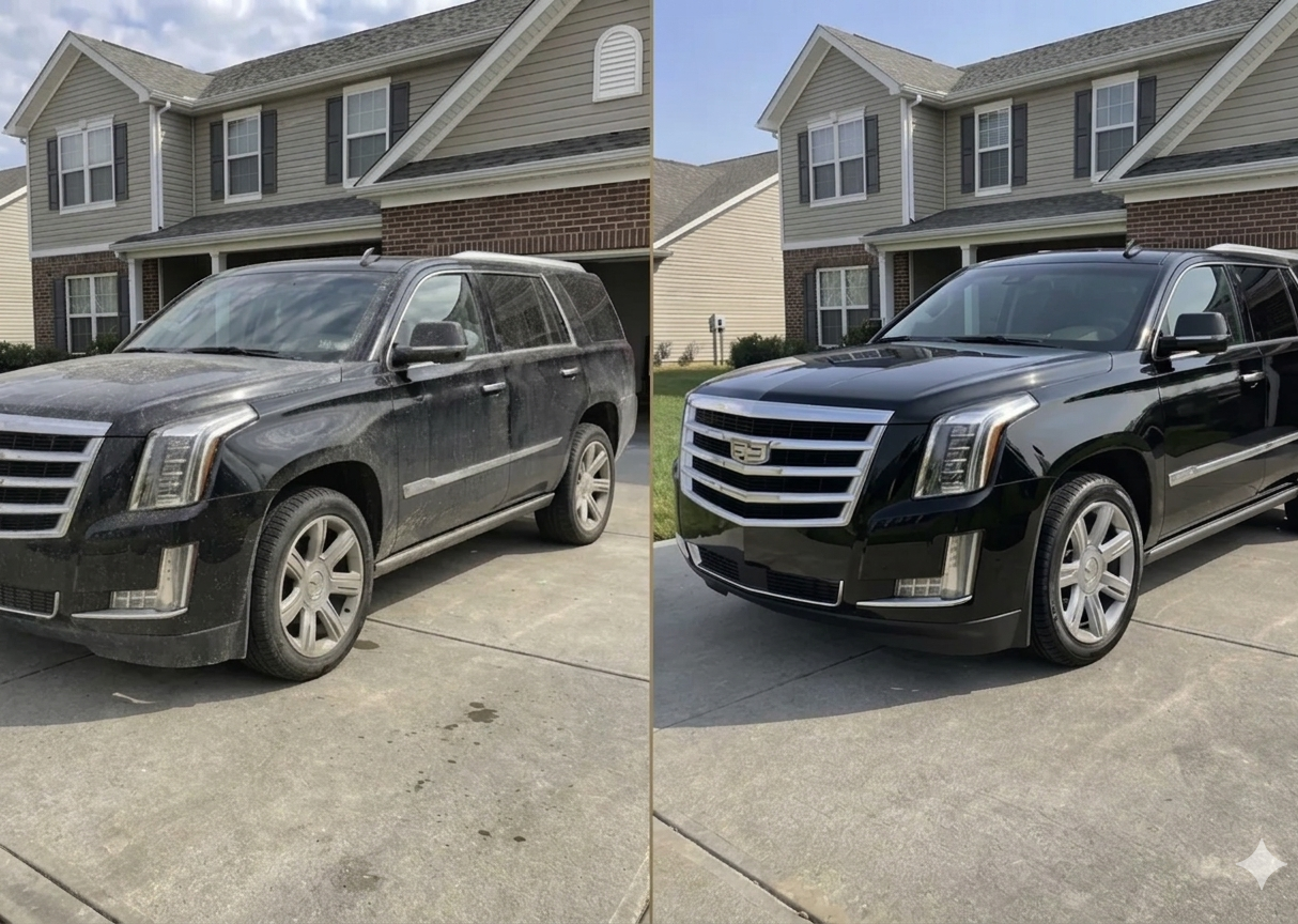 Cadillac Escalade exterior before and after detail