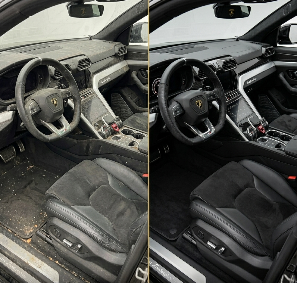 Lamborghini Urus interior before and after detail