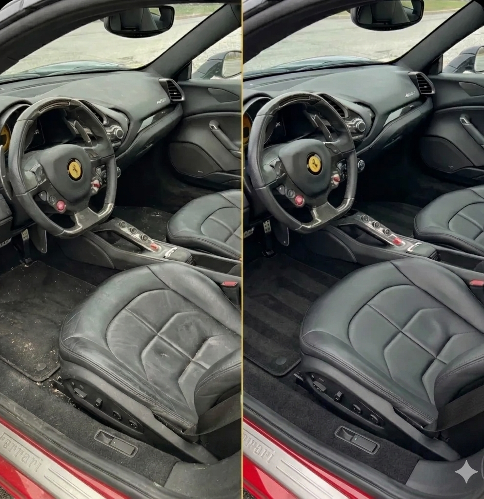 Ferrari 488 interior before and after detail